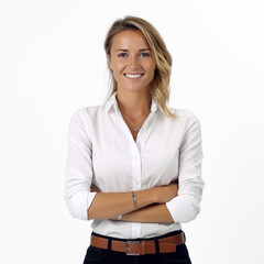 Wall Mural - portrait of a smiling business woman on isolate transparency background, PNG