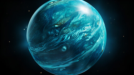 Wall Mural - Realistic blue planet in galaxy