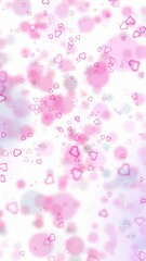 Wall Mural - Seamless loop falling down pink hearts on white bokeh vertical background. Concept Valentine's day animation.
