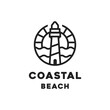 vintage retro circular costal beach harbor Lighthouse Searchlight Beacon Tower Island Beach logo design