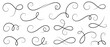 © Polina Tomtosova - Line flourish swirl vector calligraphy ornament elements. Fancy line flourish text typography accent, filigree modern curve ornament. Curl elegant vintage simple design elements. Vector illustration
