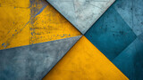 Fototapeta Młodzieżowe - Mustard Yellow and Slate Blue Geometric Harmony Composition