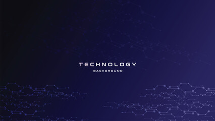 Poster - Abstract futuristic - Molecules technology with polygonal shapes on dark blue background.