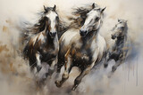 Fototapeta  -  Beautiful horse abstract oil painting on canvas 