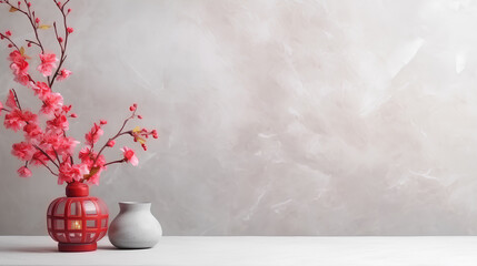 Wall Mural - Happy chinese new year, elegant marble texture chinese background  with copy space, lunar day background banner