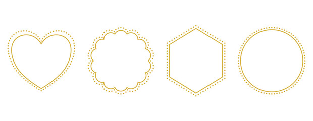 Wall Mural - Collection of simple golden frames – Set of minimalist golden borders – Isolated decorative design elements