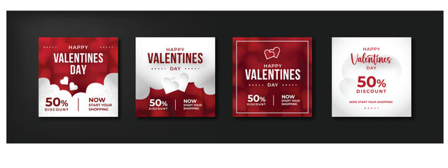 Wall Mural - valentine day social media post promotional discount sale, business offer, banner, flyer & cards tem
