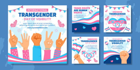 Transgender Day of Visibility Social Media Post Cartoon Templates Background Illustration