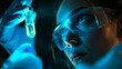 A scientist holds a vial of glowing liquid, their eyes filled with both fear and hope, as they push the boundaries of genetic engineering.