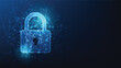 digital lock symbol on dark blue background. cyber security and privacy network concept