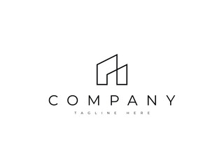 Canvas Print - minimal building office line logo design