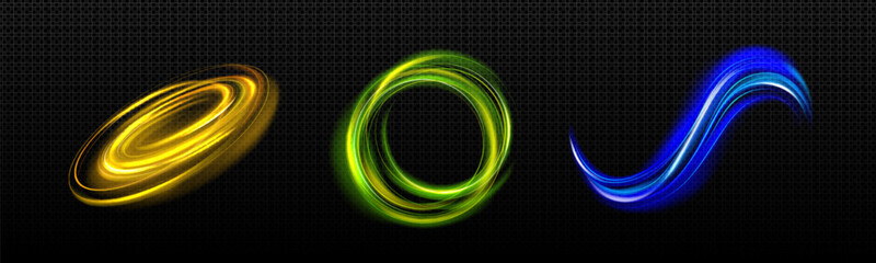 Poster - neon light effect set isolated on transparent background. vector realistic illustration of yellow, g