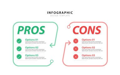 Aufkleber - Comparison Infographic Design Template, business presentation concept with 2 options, To do list or planning icon, Good, bad, Positive, Negative, vector illustration.