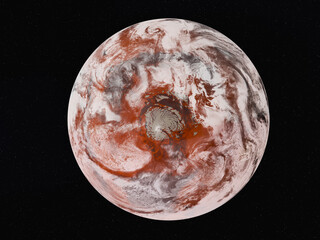 Wall Mural - concept of mars planet with white atmosphere in outer space. science fiction 3d rendered illustratio