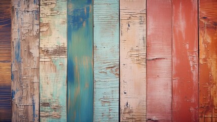 Poster - colorful vintage wooden top texture background. exuberant image. generative ai