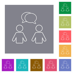 Sticker - Two talking persons with oval bubbles outline square flat icons