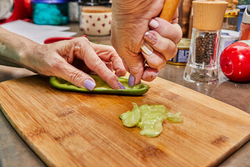 Sticker - Chef prepares the cucumbers for stuffing and baking