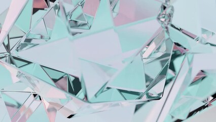 Poster - Elegant background with a polygonal crystal form. A 3D abstraction of a geometric jewelry surface. Background scenes with pink reflection crystals.