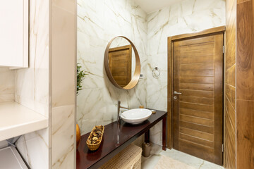 Wall Mural - Interior of a modern bathroom with marble walls