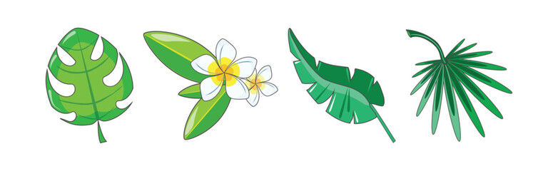 Sticker - Tropical Blooming Flora and Botany Plant Vector Set