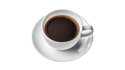 Wall Mural - White cup of black coffee isolated on white background