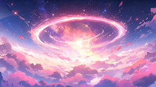Colorful Galaxy With Planet Lofi Style, Anime Style