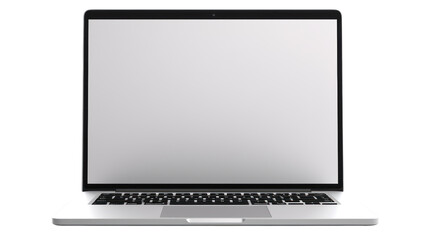 Poster -  Laptop with white screen isolated on white background.