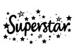 Illustration of superstar text with stars