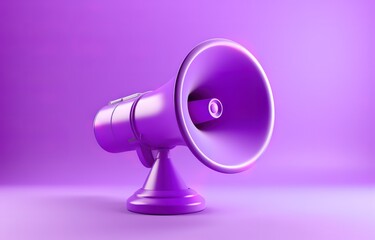 Wall Mural - megaphone isolated on purple background. generative AI