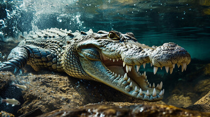 Canvas Print - crocodile in the river