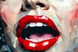 Contrast in Red. Woman's Mouth and Wall Crack Collage art Concept
