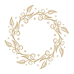 Wall Mural - vector round floral frame with ivy leaves decoration. vintage style ivy stems wreath.