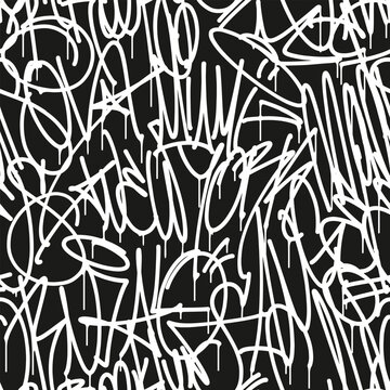 Urban seamless pattern. Vector graffiti tags, for t-shirt design, textile, banner.