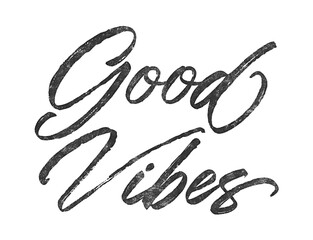 Poster - Good Vibes written in brush script font with marker ink effect isolated on transparent background