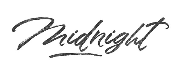 Poster - Word Midnight written in brush script font with marker ink effect isolated on transparent background