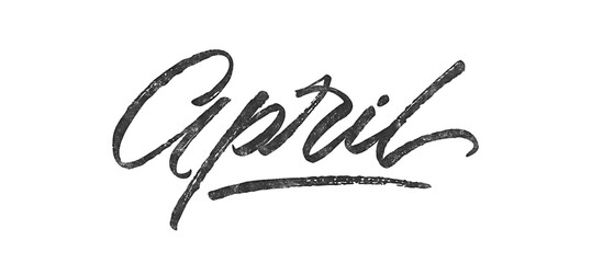 Poster - Month April written in brush script font with marker ink effect isolated on transparent background