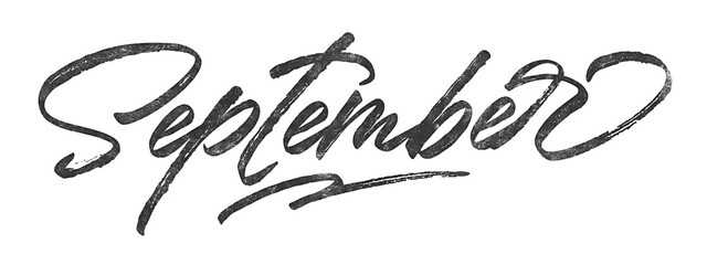 Poster - Month October written in brush script font with marker ink effect isolated on transparent background