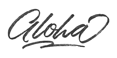 Poster - Word Aloha written in brush script font with marker ink effect isolated on transparent background