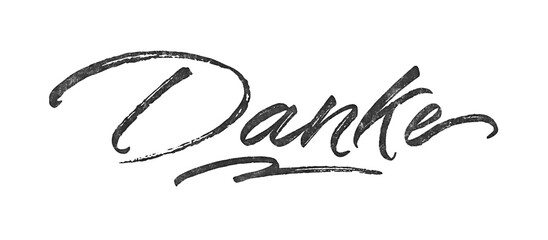 Poster - German word Danke (thank you) written in brush script font with marker ink effect isolated on transparent background