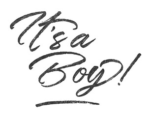 Poster - It’s a Boy! written in brush script font with marker ink effect isolated on transparent background
