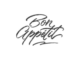 Poster - Bon Appétit written in brush script font with marker ink effect isolated on transparent background