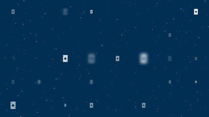 Poster - Template animation of evenly spaced ace of clubs cards of different sizes and opacity. Animation of transparency and size. Seamless looped 4k animation on dark blue background with stars
