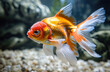 beautiful goldfish in the water close-up