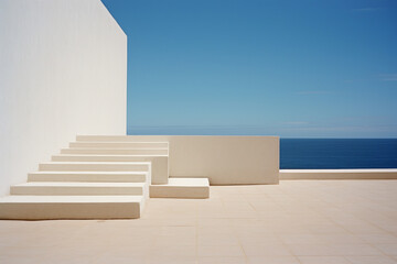 Poster - Minimalist coastal composition with sleek lines, suggesting a tranquil and abstract representation of seascapes.