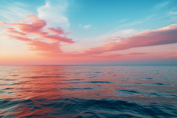 Poster - A depiction of a gradient horizon, showcasing a harmonious blend of colors reminiscent of a serene sunset.