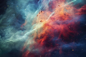 Wall Mural - a close-up shot of a nebula, with vibrant colors and intricate details visible in the gas clouds