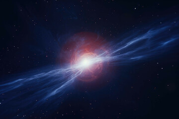 Wall Mural - a shot of a distant quasar, with its bright light illuminating the darkness of space