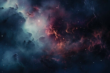 Wall Mural - a close up of a nebula in the night sky, with a variety of colors and shapes visible in the composit