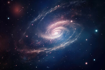 Wall Mural - a shot of a distant galaxy, with its spiral arms stretching out into the infinite darkness of space