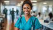 Portrait of a proud African American nurse in a hospital